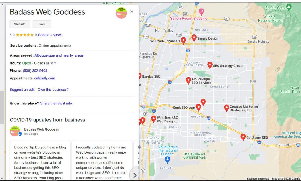 Badass Web Goddess Google My Business account 