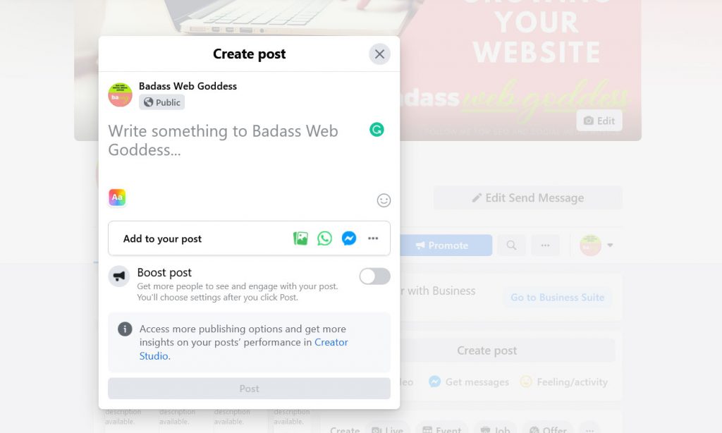 create posts on social media to get traffic to your website