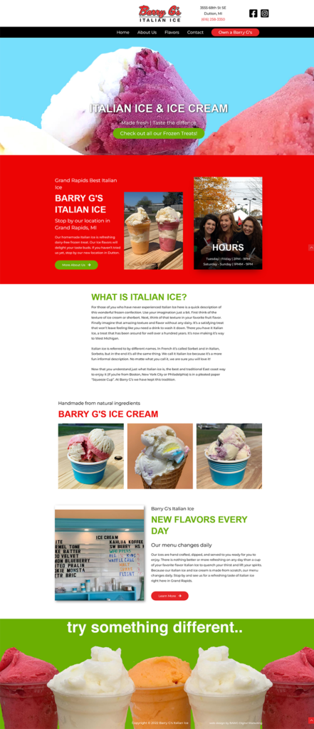 badass icecream shop website