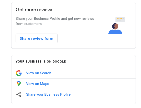 how to share Google review form in Google Business Profile manager